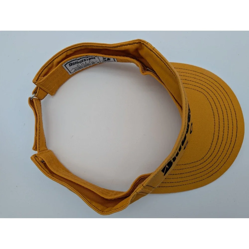 Bridgestone Golf Visor Hat Mustard Yellow Adjustable Strap Embroidered Logo